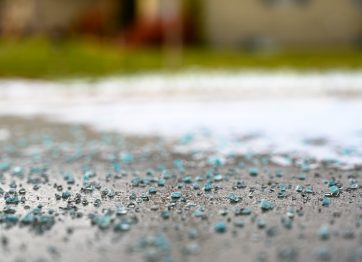 Parking Lot Rock Salt Applied